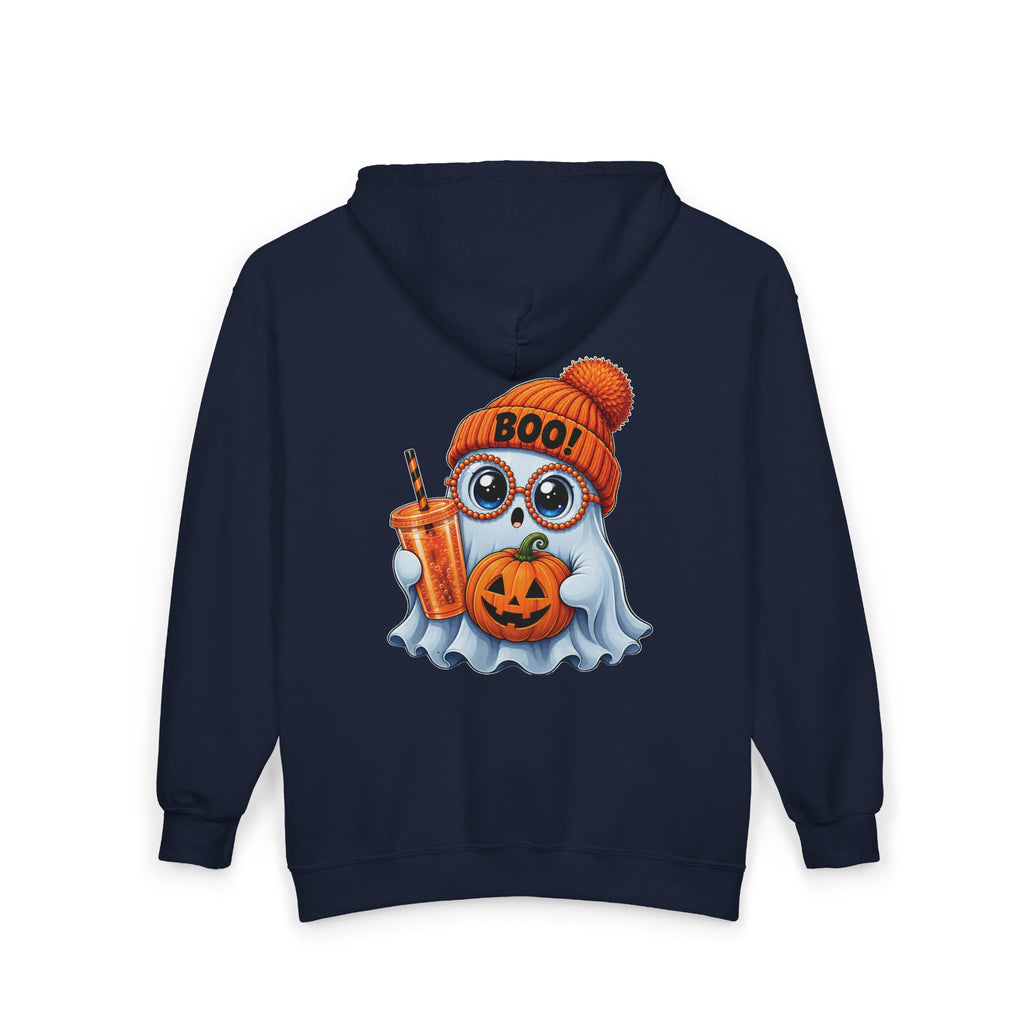 Cute Halloween Ghost Hoodie — Pumpkin, 'Boo!' Beanie & Pumpkin Drink Zip-Up