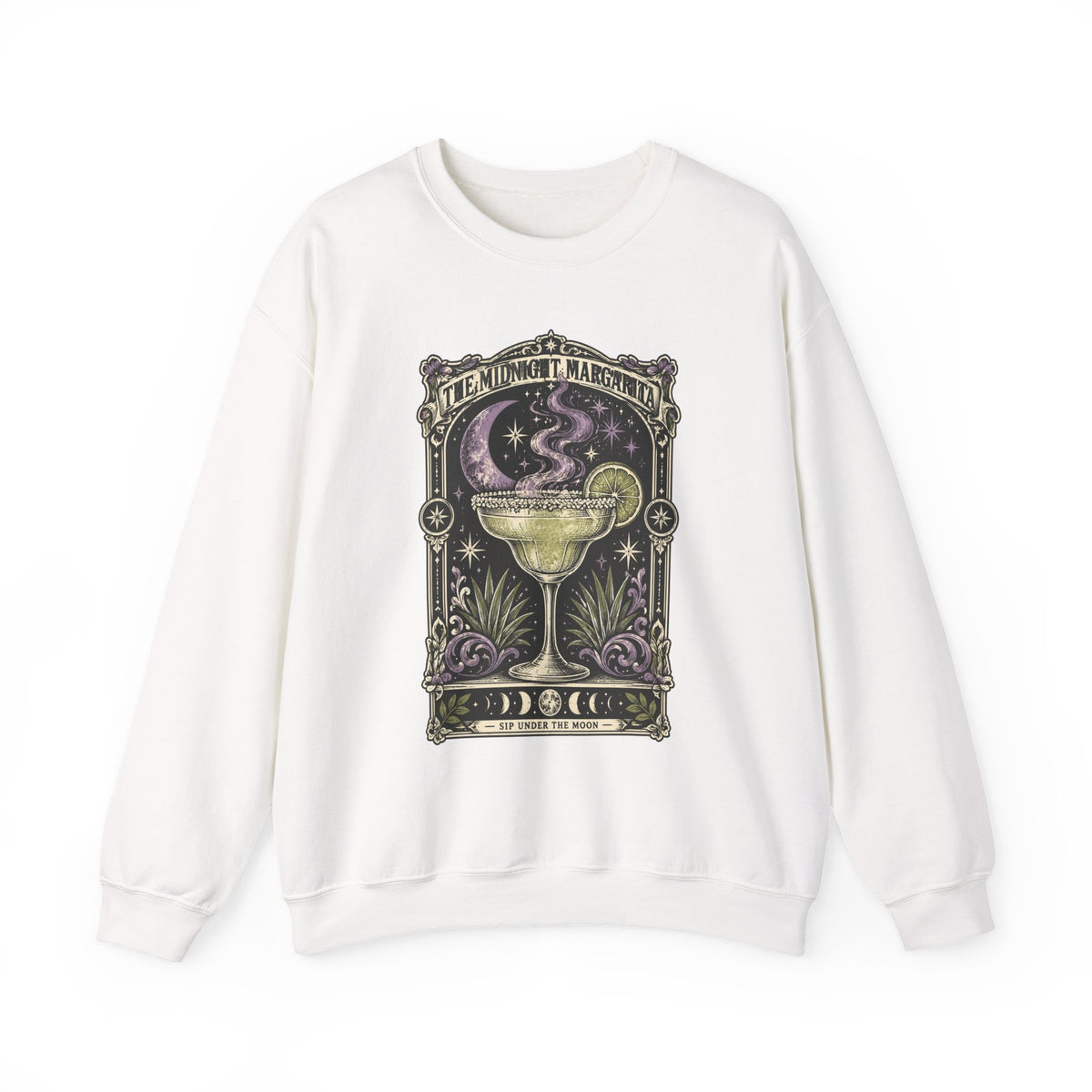 Midnight Margarita Art Print Crewneck Sweatshirt | Retro Tarot Cocktail Graphic