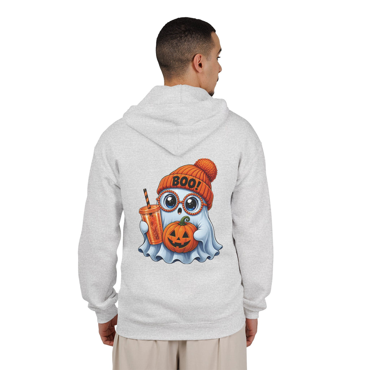 Cute Halloween Ghost Hoodie — Pumpkin, 'Boo!' Beanie & Pumpkin Drink Zip-Up