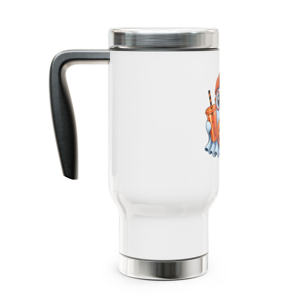 Halloween Ghost Travel Mug — 'Boo!' Pumpkin & Cozy Beanie 14oz Stainless Steel