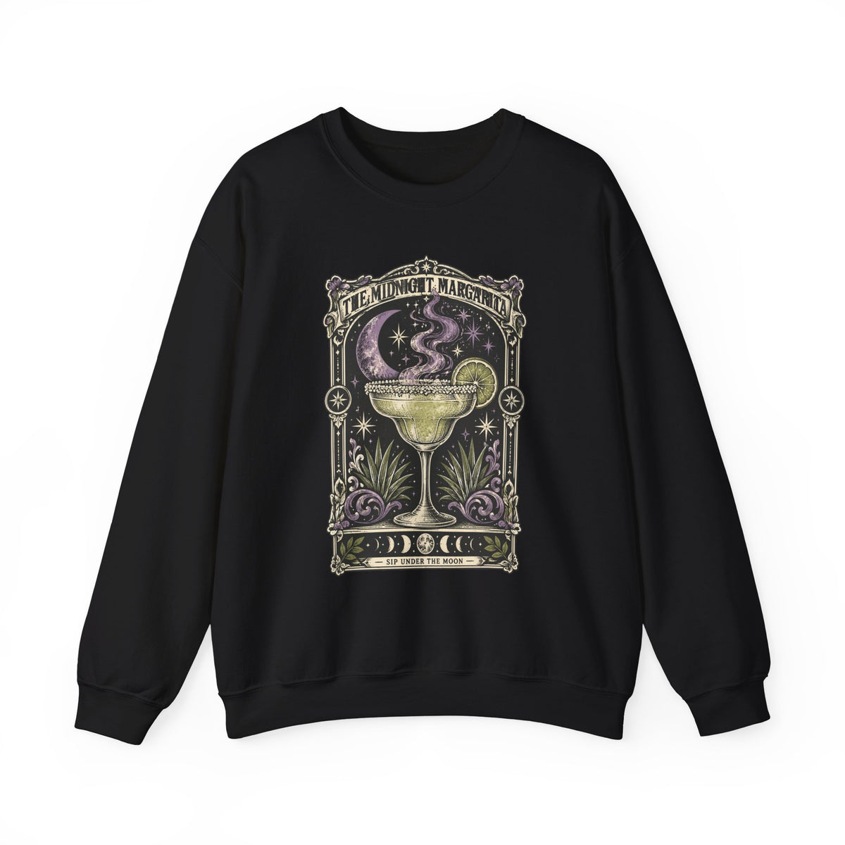 Midnight Margarita Art Print Crewneck Sweatshirt | Retro Tarot Cocktail Graphic