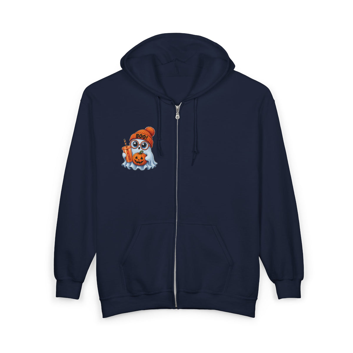 Cute Halloween Ghost Hoodie — Pumpkin, 'Boo!' Beanie & Pumpkin Drink Zip-Up