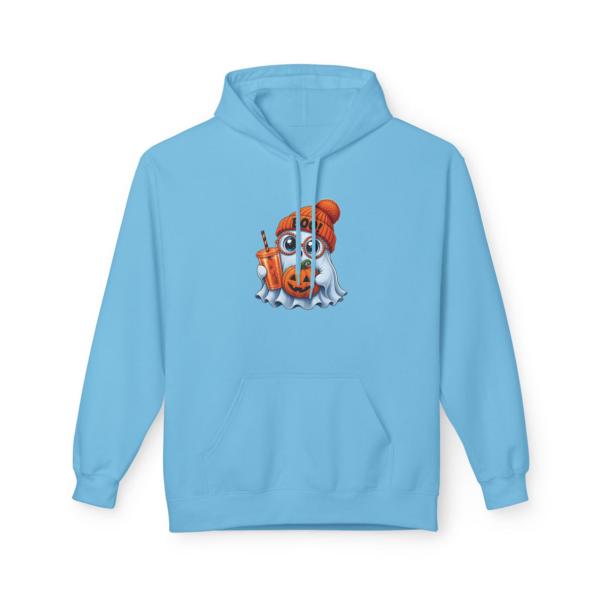 Cute Halloween Ghost Hoodie — 'Boo!' Pumpkin & Bubble Tea Graphic