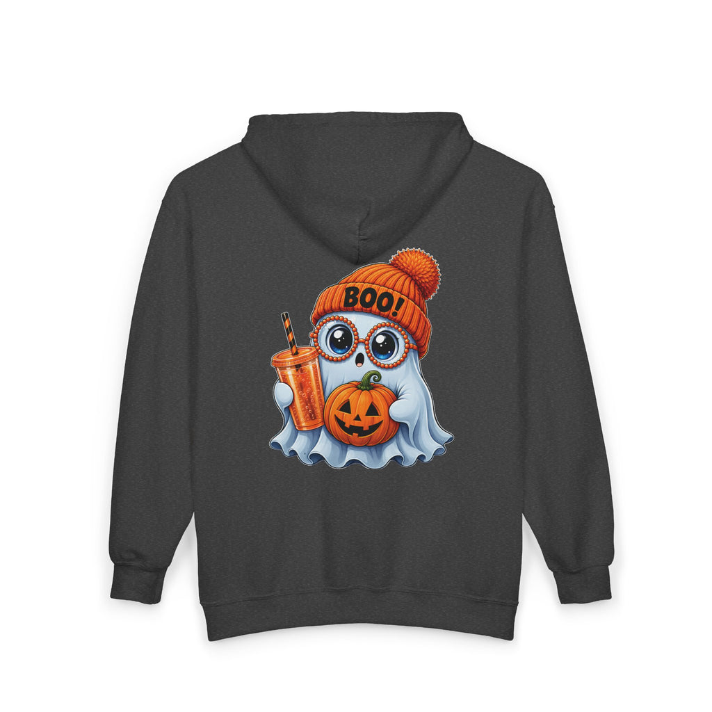 Cute Halloween Ghost Hoodie — Pumpkin, 'Boo!' Beanie & Pumpkin Drink Zip-Up