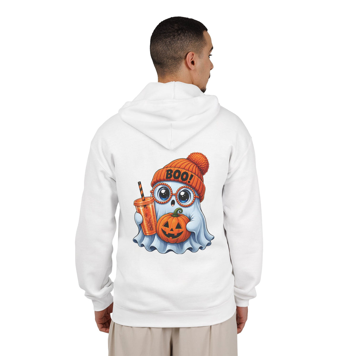 Cute Halloween Ghost Hoodie — Pumpkin, 'Boo!' Beanie & Pumpkin Drink Zip-Up