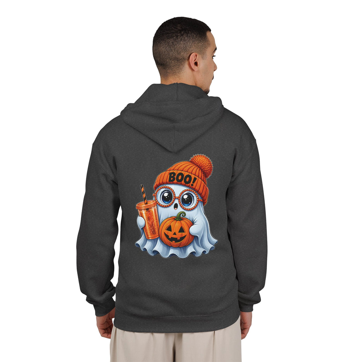 Cute Halloween Ghost Hoodie — Pumpkin, 'Boo!' Beanie & Pumpkin Drink Zip-Up