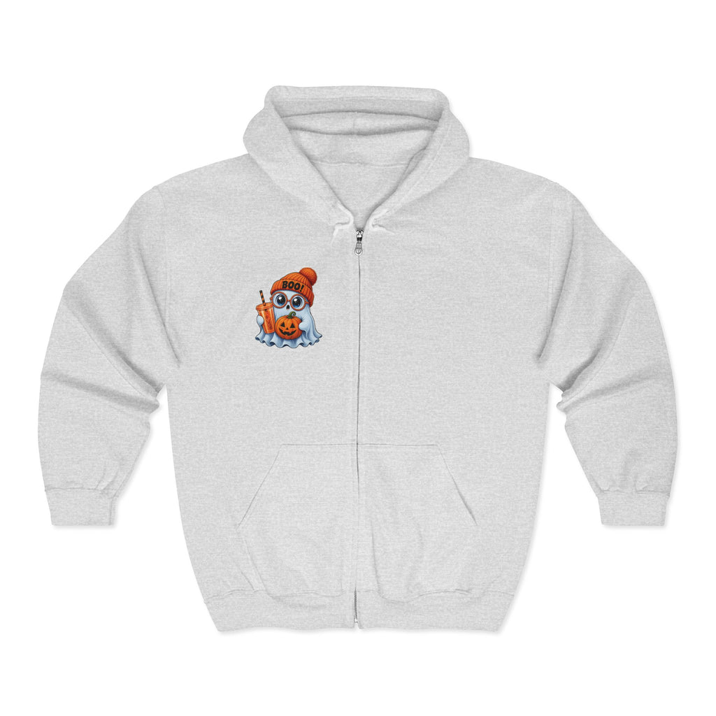 Cute Halloween Ghost Hoodie — Pumpkin, 'Boo!' Beanie & Pumpkin Drink Zip-Up
