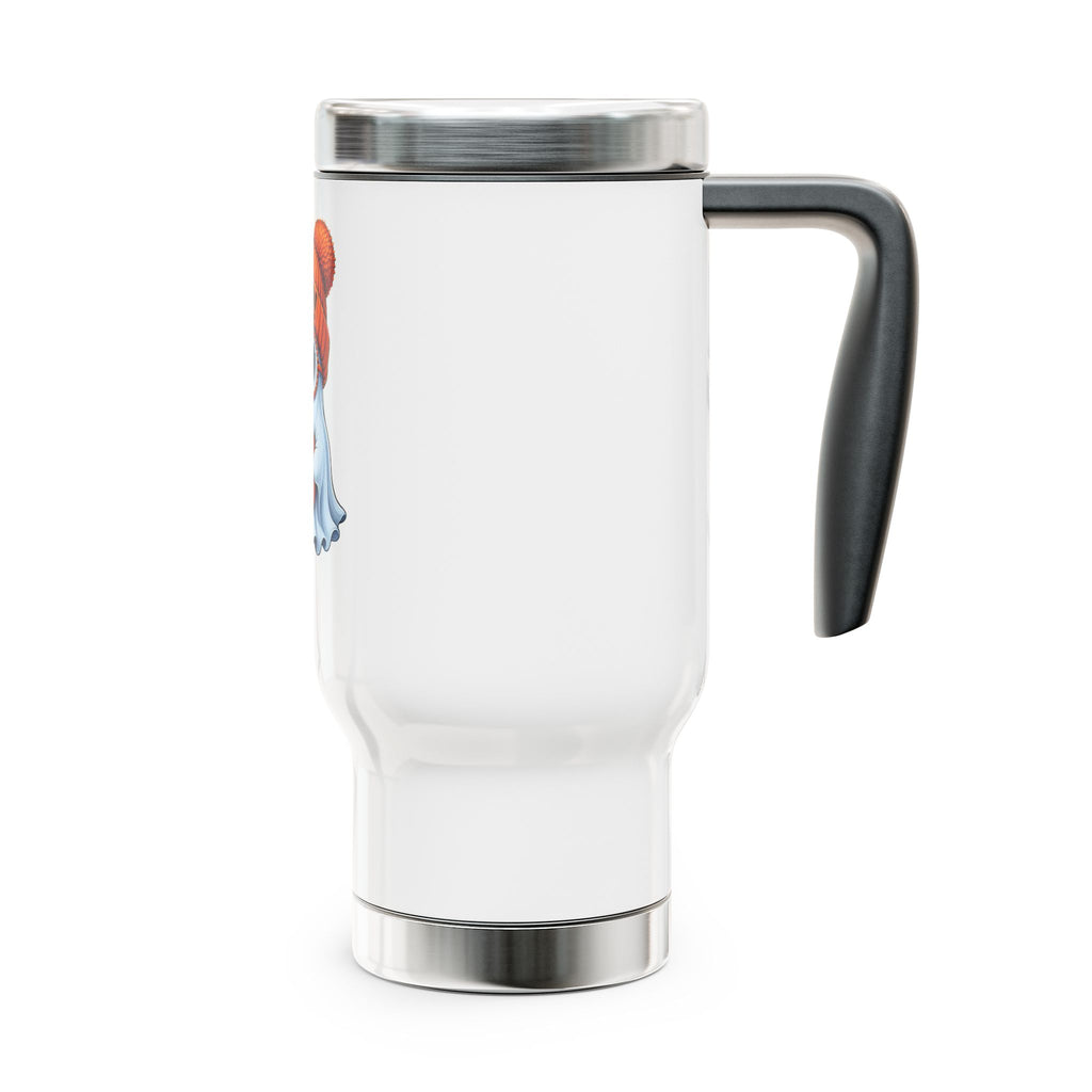 Halloween Ghost Travel Mug — 'Boo!' Pumpkin & Cozy Beanie 14oz Stainless Steel