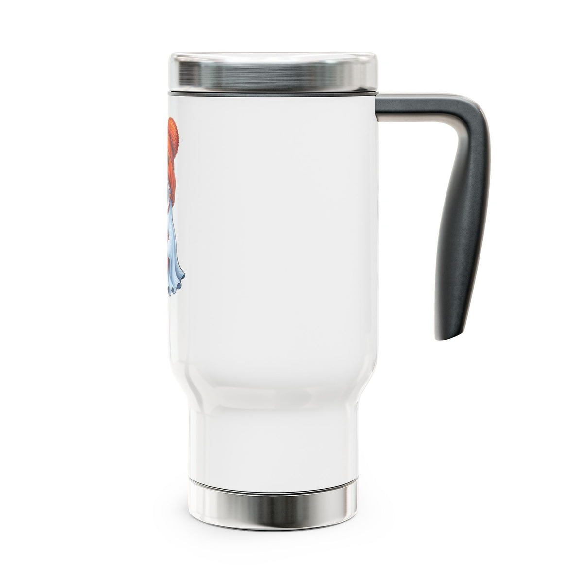 Halloween Ghost Travel Mug — 'Boo!' Pumpkin & Cozy Beanie 14oz Stainless Steel