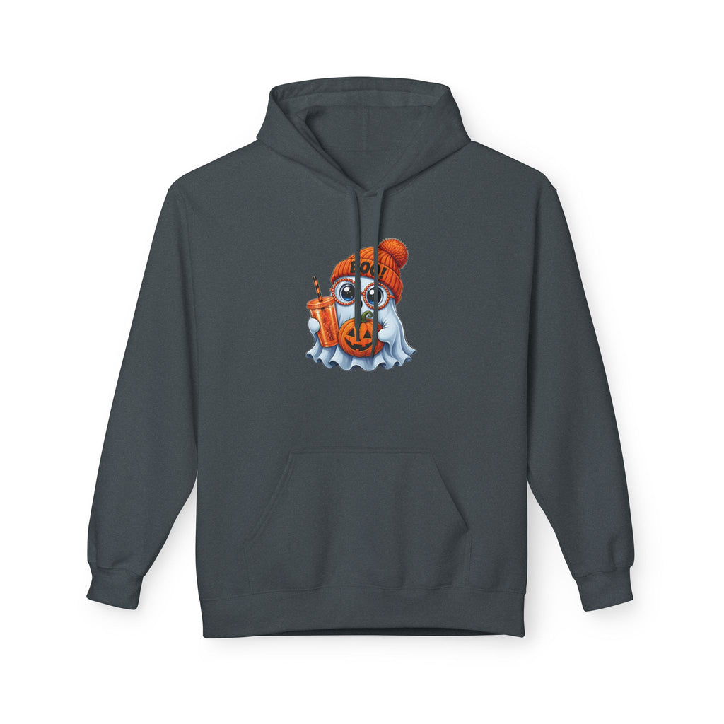 Cute Halloween Ghost Hoodie — 'Boo!' Pumpkin & Bubble Tea Graphic