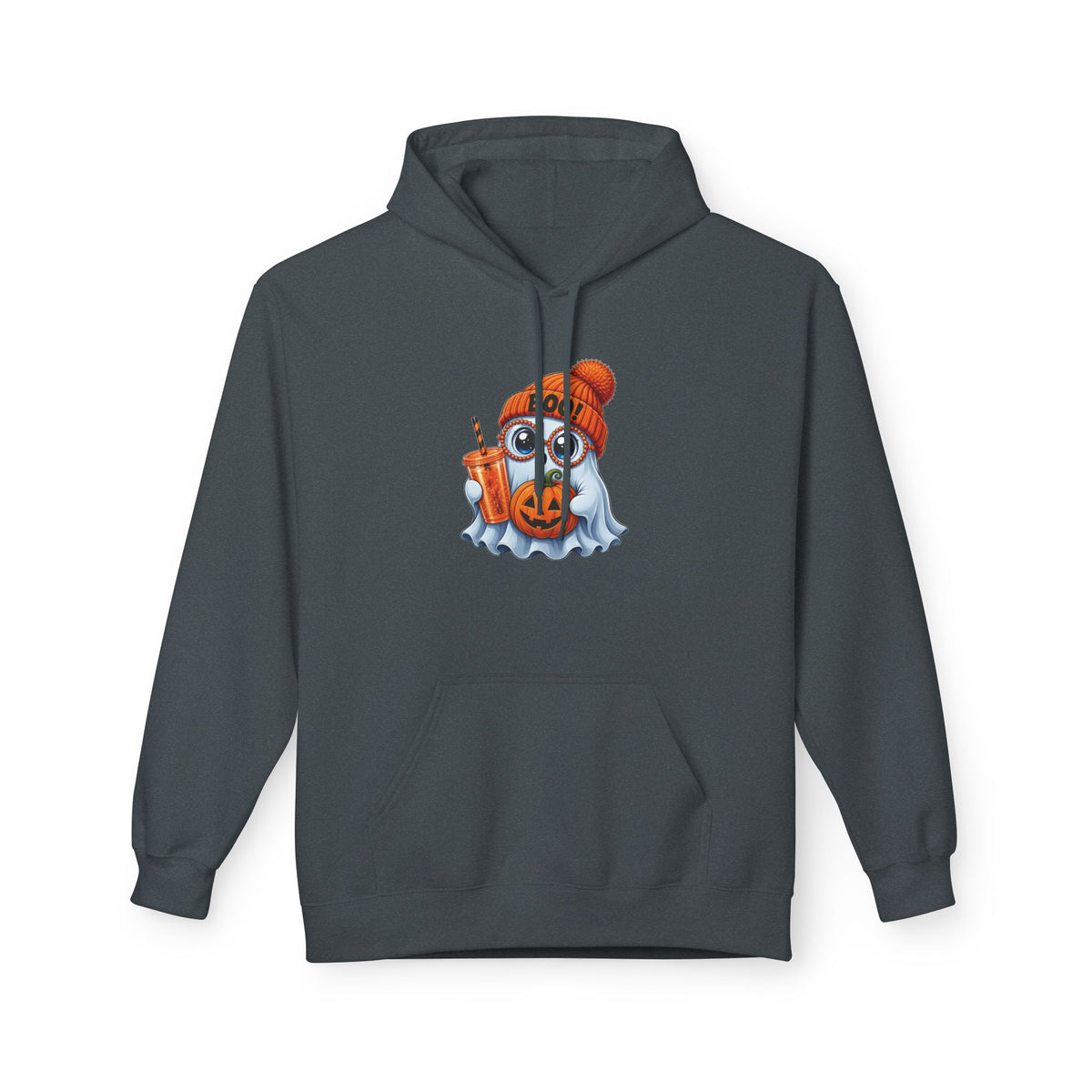 Cute Halloween Ghost Hoodie — 'Boo!' Pumpkin & Bubble Tea Graphic