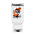 Halloween Ghost Travel Mug — 'Boo!' Pumpkin & Cozy Beanie 14oz Stainless Steel