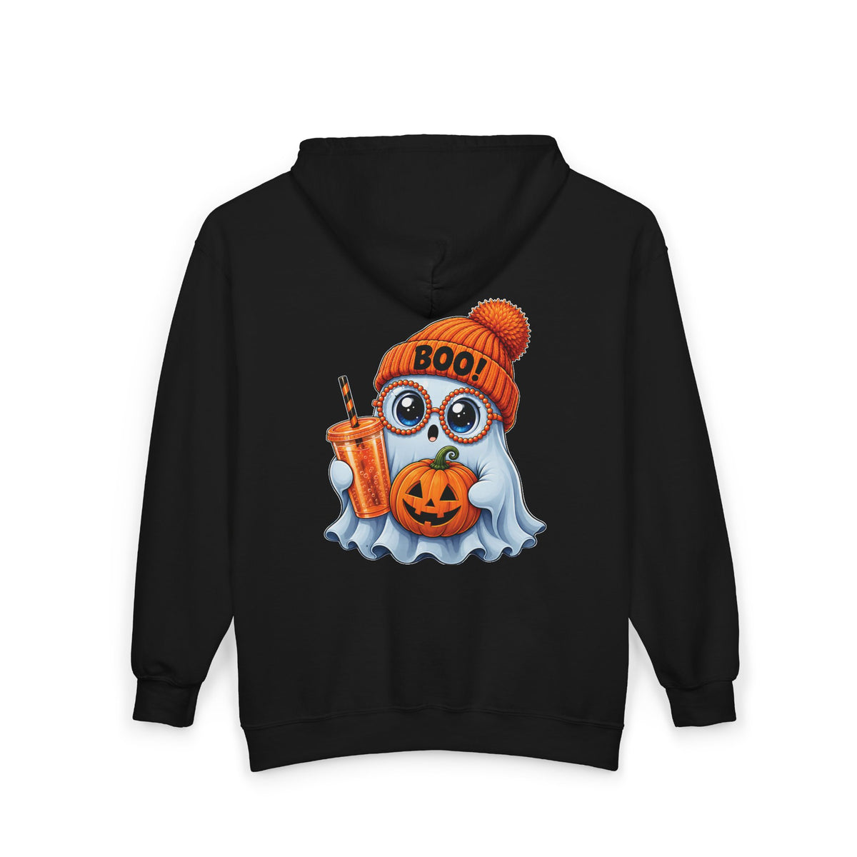 Cute Halloween Ghost Hoodie — Pumpkin, 'Boo!' Beanie & Pumpkin Drink Zip-Up