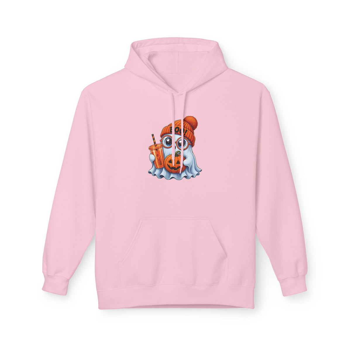 Cute Halloween Ghost Hoodie — 'Boo!' Pumpkin & Bubble Tea Graphic