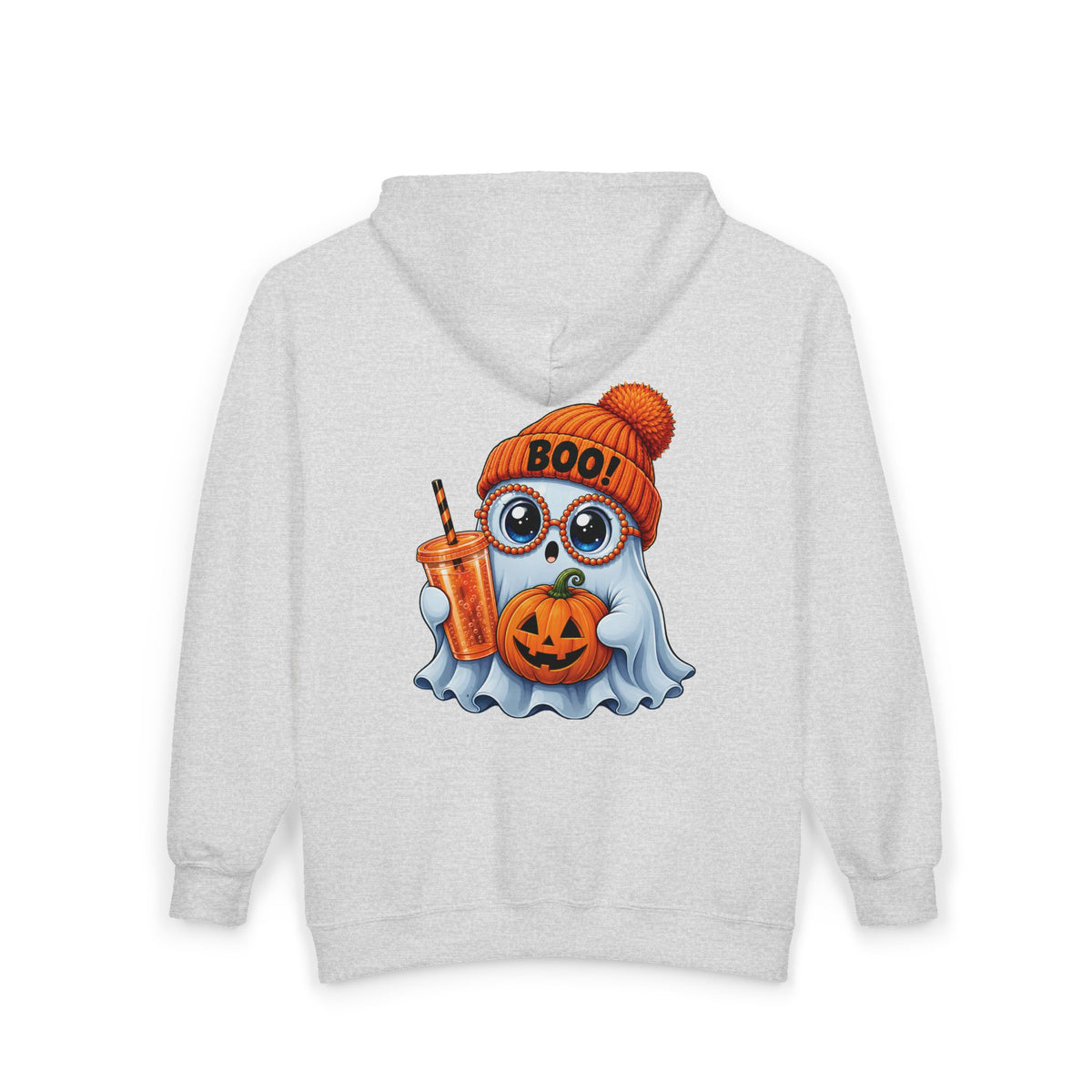 Cute Halloween Ghost Hoodie — Pumpkin, 'Boo!' Beanie & Pumpkin Drink Zip-Up