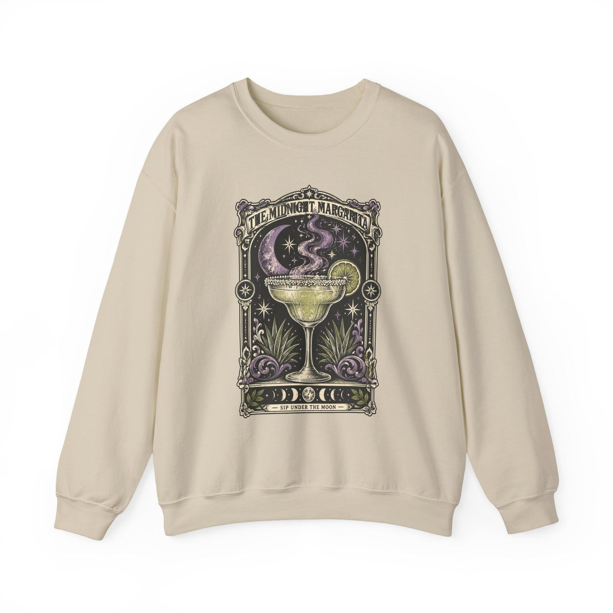 Midnight Margarita Art Print Crewneck Sweatshirt | Retro Tarot Cocktail Graphic