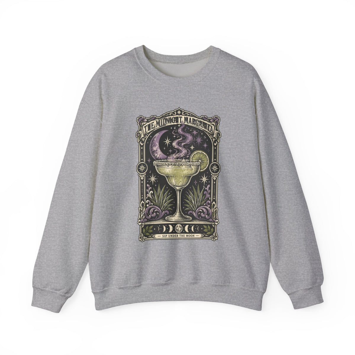 Midnight Margarita Art Print Crewneck Sweatshirt | Retro Tarot Cocktail Graphic