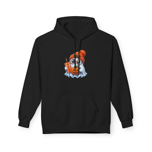 Cute Halloween Ghost Hoodie — 'Boo!' Pumpkin & Bubble Tea Graphic